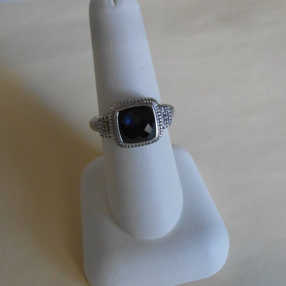 Judith Ripka Sterling Silver Blue Stone Ring Size 7 - Picture 14 of 16